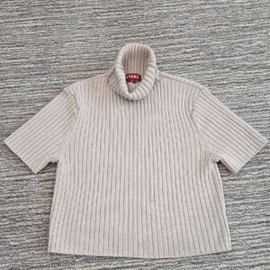 STAUD Women's Beige Ribbed Turtleneck Sweater So Soft